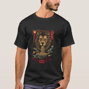 Funny Lion Cool Animal Lover Graphic Cat King Rame T-Shirt