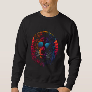Funny Lion Cool Animal Lover Retro Art Cat King Su Sweatshirt