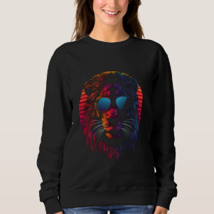 Funny Lion Cool Animal Lover Retro Art Cat King Su Sweatshirt