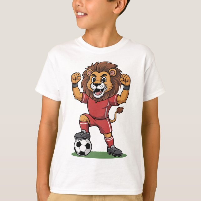funny lion play football T-Shirt (Front)
