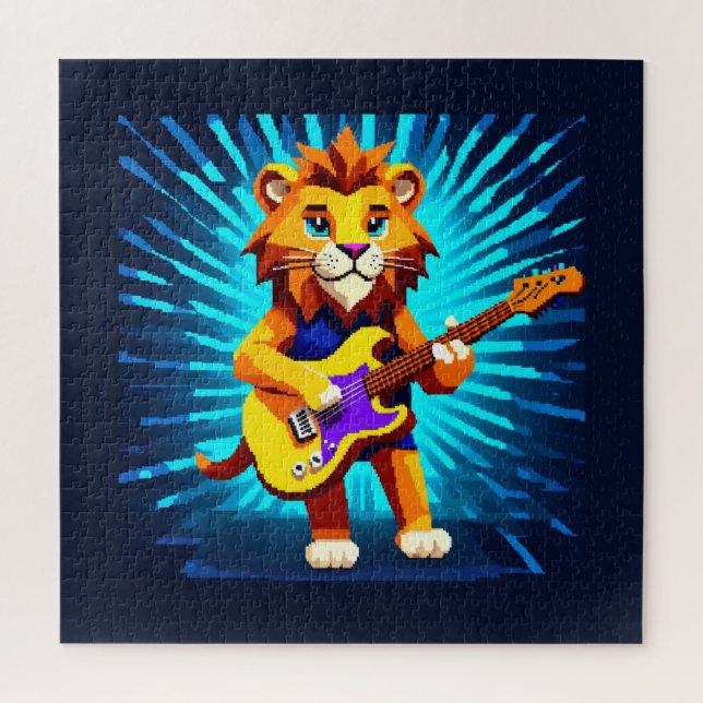 Funny Lion Playing Guitar  Jigsaw Puzzle (Vertical)