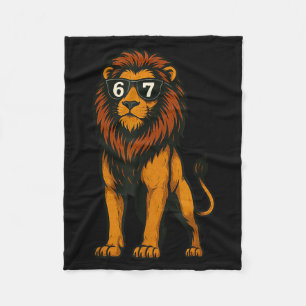 Funny Lion Sungles 67 Six Seven Meme Fleece Blanket