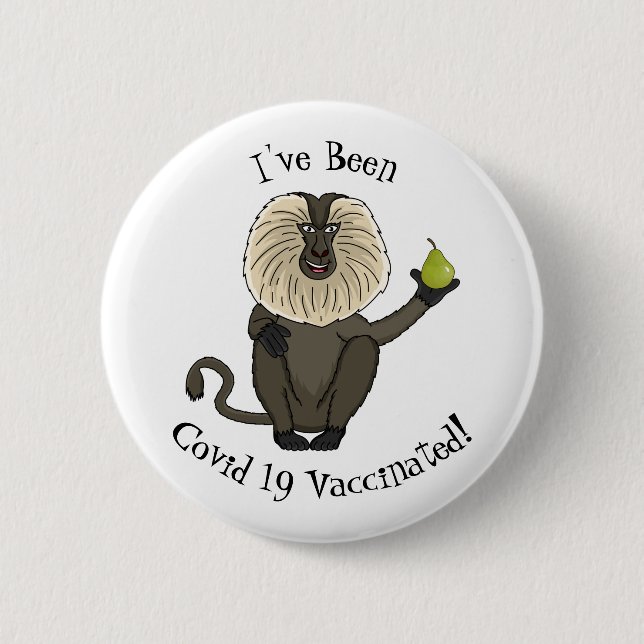Funny lion tailed macaque monkey cartoon 6 cm round badge (Front)