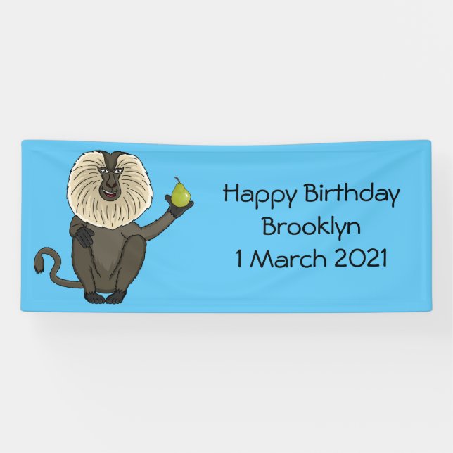 Funny lion tailed macaque monkey cartoon banner (Horizontal)