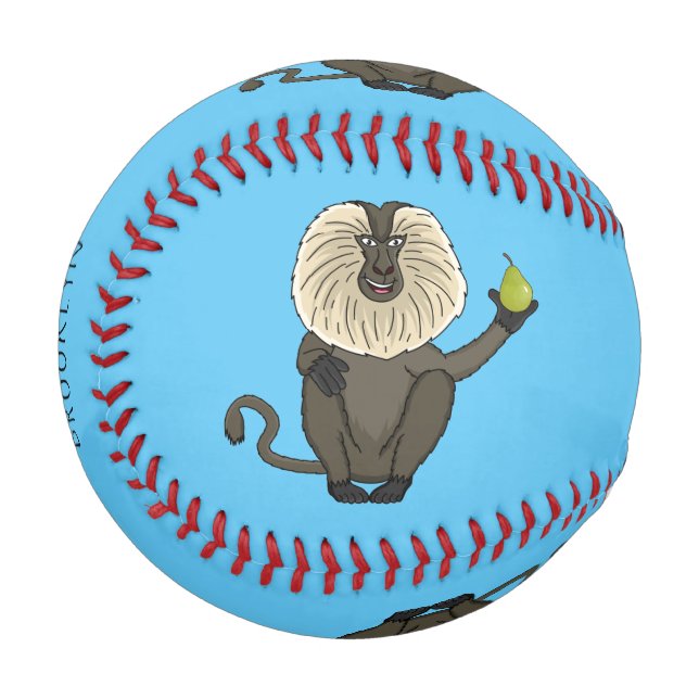 Funny lion tailed macaque monkey cartoon baseball (Front Left)