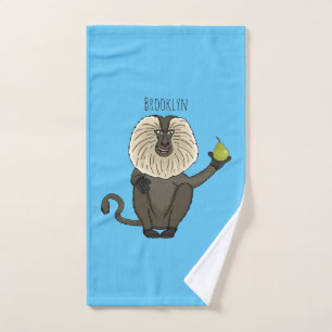 Funny lion tailed macaque monkey cartoon bath towel set