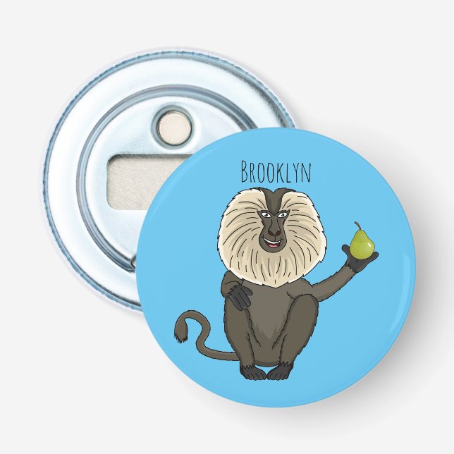 Funny lion tailed macaque monkey cartoon bottle opener (Front)