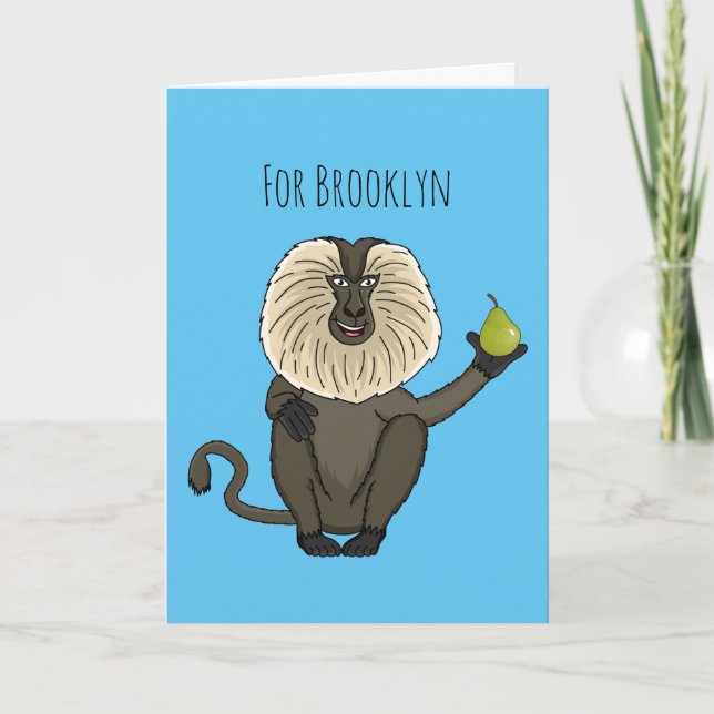Funny lion tailed macaque monkey cartoon card (Front)