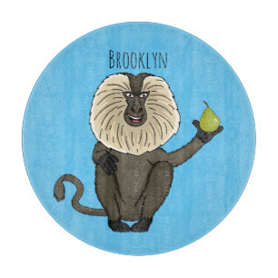 Funny lion tailed macaque monkey cartoon cutting board