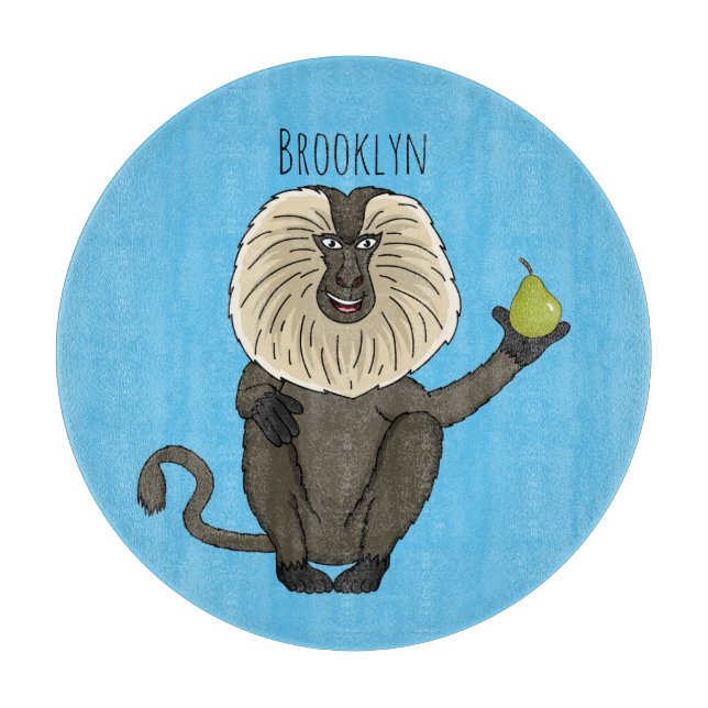 Funny lion tailed macaque monkey cartoon  cutting board (Front)