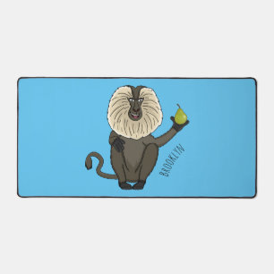 Funny lion tailed macaque monkey cartoon desk mat