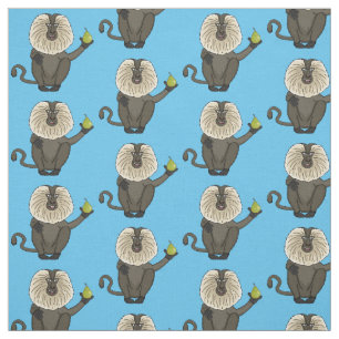 Funny lion tailed macaque monkey cartoon fabric