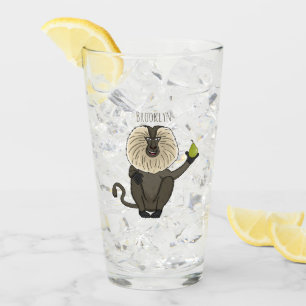 Funny lion tailed macaque monkey cartoon glass