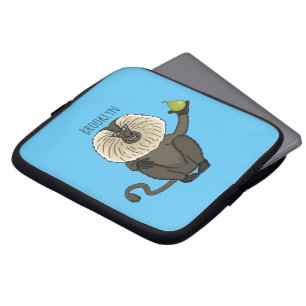 Funny lion tailed macaque monkey cartoon laptop sleeve