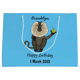 Funny lion tailed macaque monkey cartoon large gift bag