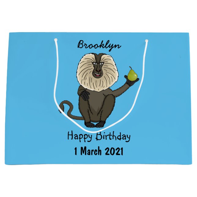 Funny lion tailed macaque monkey cartoon large gift bag (Front)