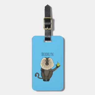 Funny lion tailed macaque monkey cartoon luggage tag