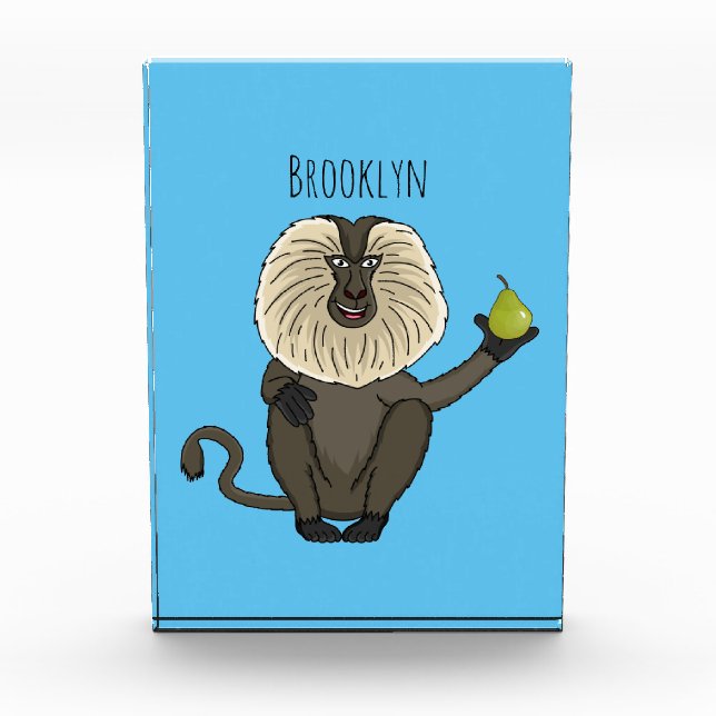 Funny lion tailed macaque monkey cartoon photo block (Front)