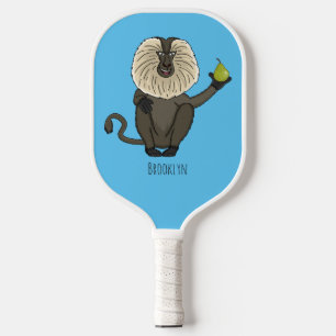 Funny lion tailed macaque monkey cartoon  pickleball paddle