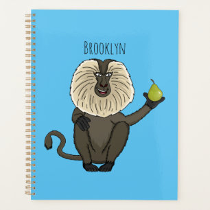 Funny lion tailed macaque monkey cartoon planner