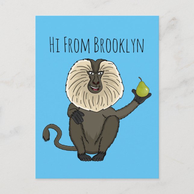 Funny lion tailed macaque monkey cartoon  postcard (Front)