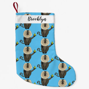 Funny lion tailed macaque monkey cartoon small christmas stocking