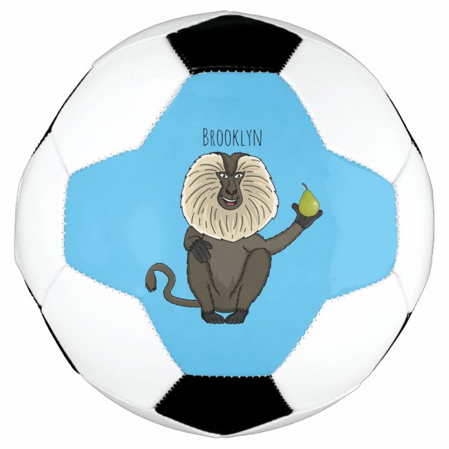 Funny lion tailed macaque monkey cartoon soccer ball (Front)