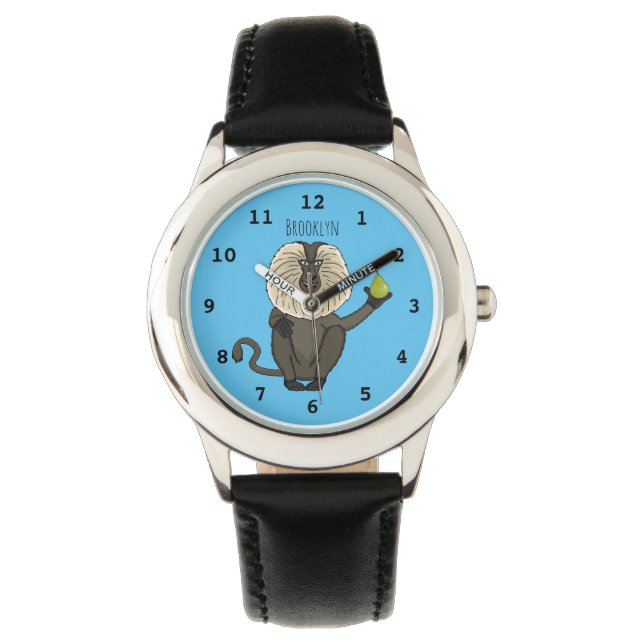 Funny lion tailed macaque monkey cartoon watch (Front)