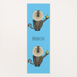 Funny lion tailed macaque monkey cartoon yoga mat