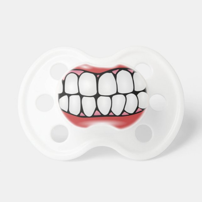 Funny Lips and Big Adult Teeth Baby Soother (Front)