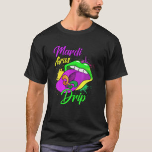 Funny Lips Mardi Gras Drip Bead Men Women Kids Gir T-Shirt