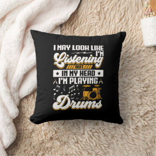 Funny Listening In My Head I'm Playing My Drums Cushion
