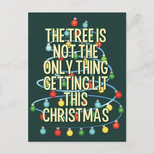 Funny Lit Christmas Tree Holiday Postcard (Front)