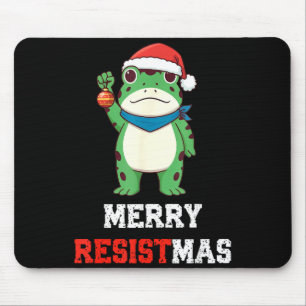 Funny Litical Frog Christmas Merry Resistmas 2025 Mouse Pad