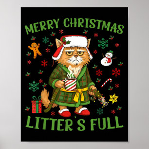 Funny Litter’s Full Cat Parody Tee Christmas Poster