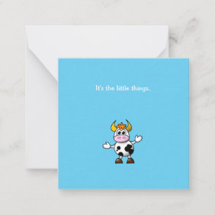 Funny Little Cow Mini Thank You Note Card