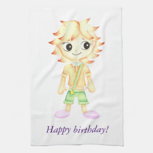 Funny little ginger boy tea towel