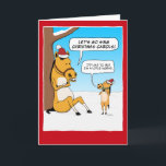 Funny Little Horse Christmas Holiday Card<br><div class="desc">This cute and funny cartoon Christmas card features a little horse who would like to sing Christmas carols with the big horse,  but he's well,  you know...  a little horse.

Thank you for choosing this original design by © Chuck Ingwersen. I post cartoons every day on Instagram: https://www.instagram.com/captainscratchy</div>