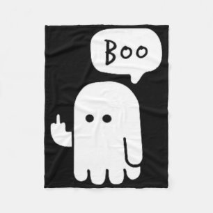 Funny Little Middle Fingers Cute Ghost Boojee Hall Fleece Blanket