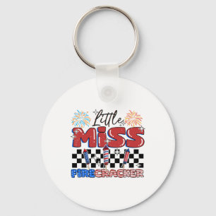 Funny Little Miss Firecracker 4th Of July For Girl Key Ring