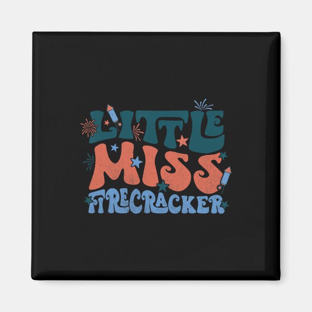Funny Little Miss Firecracker Patriotic 4th Of Jul Magnet (Front)