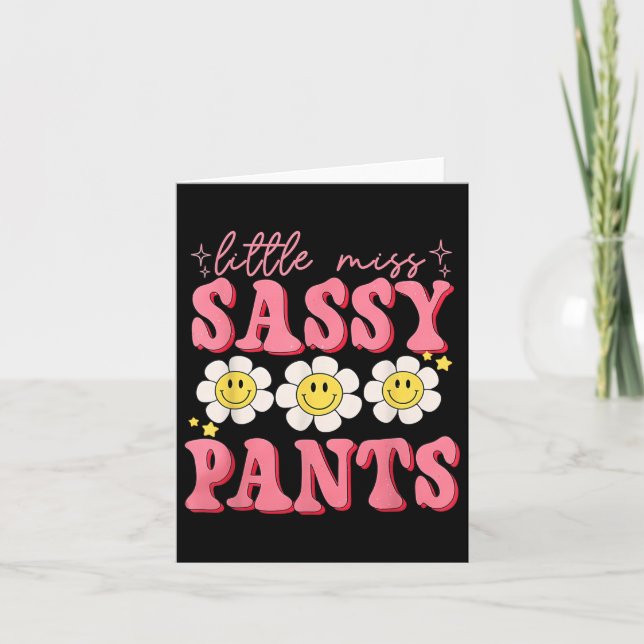 Funny Little Miss Sy Pants Back To School Girls  Card (Front)