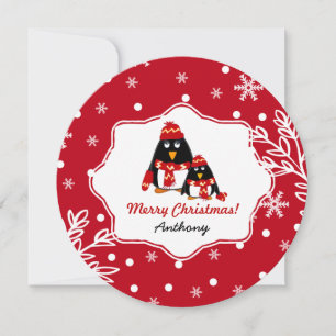 Funny Little Penguins Custom Christmas Cards