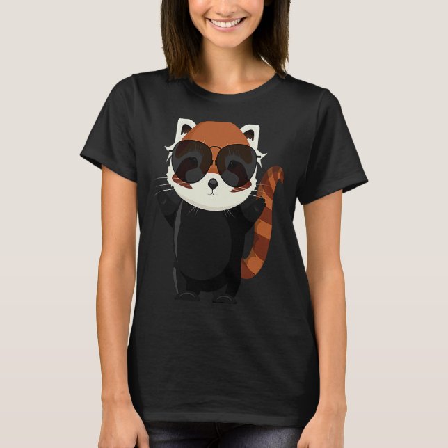 Funny little red panda bear with sunglasses T-Shirt (Front)