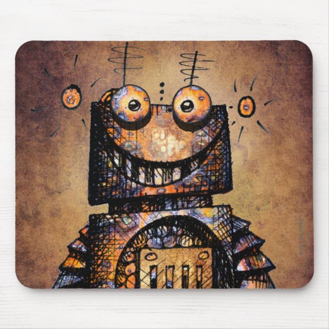 Funny Little Robot Mouse Pad (Front)