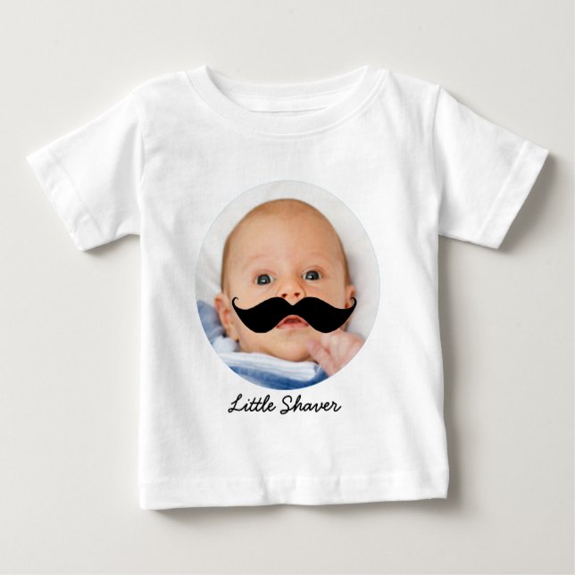 Funny Little Shaver Moustache with Photo of Son Baby T-Shirt (Front)