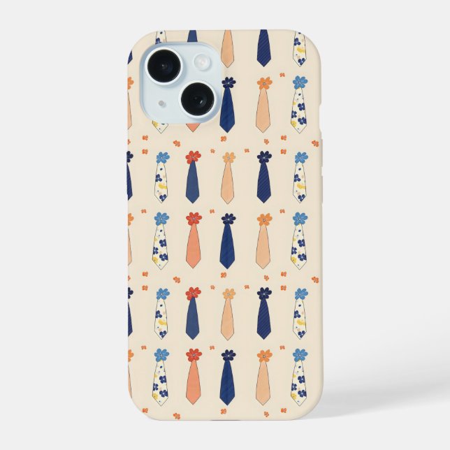 Funny Little Ties Pattern iPhone 15 Case (Back)