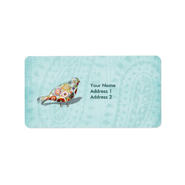 Funny Little Whimsical  Bird Personalised Label (Front)