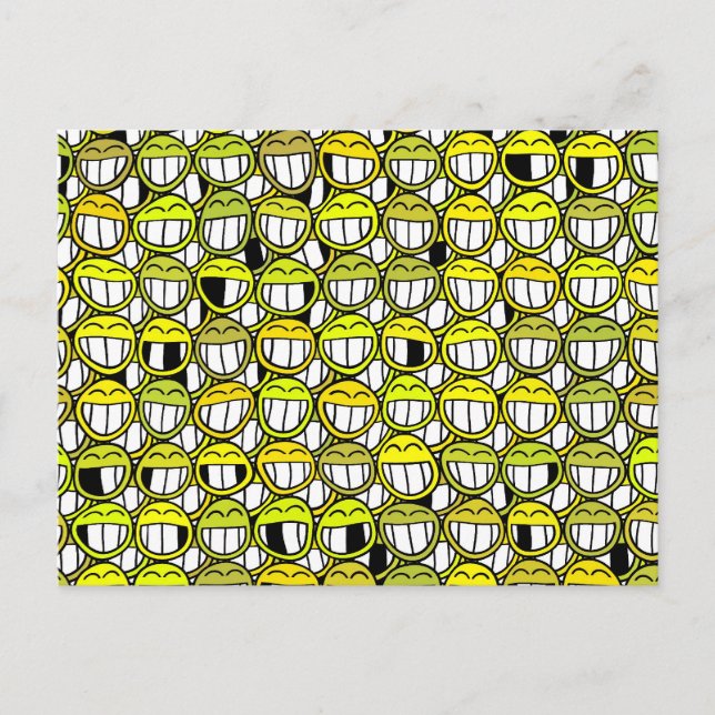 Funny Little Yellow Faces Pattern Postcard (Front)