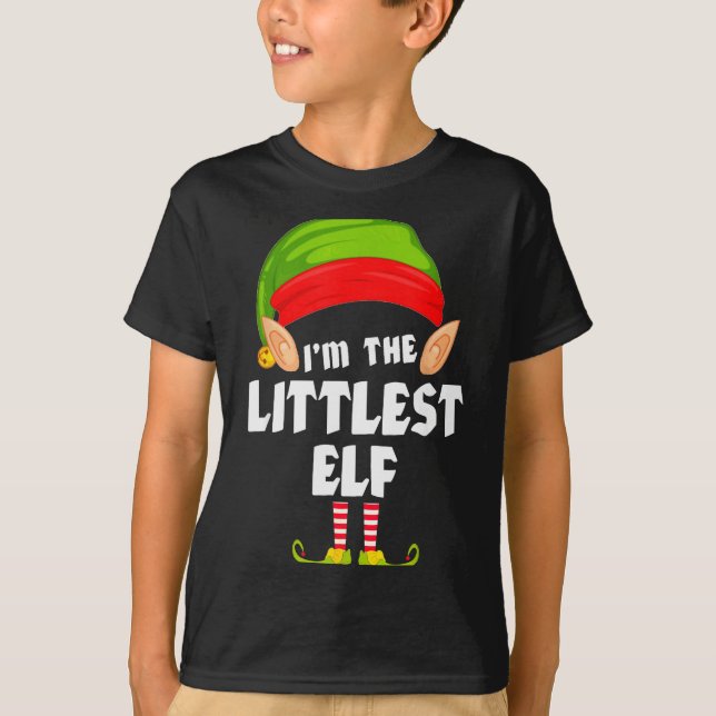 Funny Littlest Elf Matching Family Group Pj Christ T-Shirt (Front)